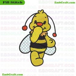 Cartoon Bee Embroidery Design 6