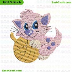 Cartoon Cat Embroidery Design 52