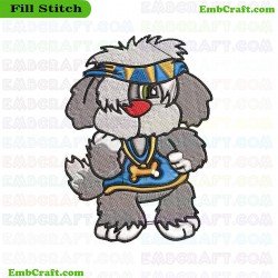 Cartoon Dog In Marching Band Outfit Embroidery Design 8