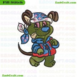 Cartoon Dog In Patriotic Outfit Embroidery Design 1