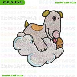 Cartoon Dog On Cloud Embroidery Design 10