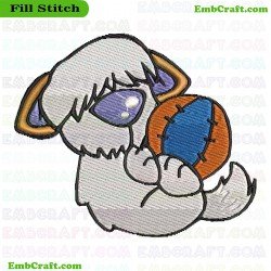 Cartoon Dog With American Football Embroidery Design 223