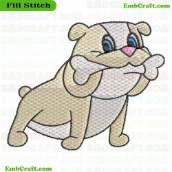 Cartoon Dog With Bone Embroidery Design 13