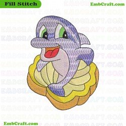 Cartoon Dolphin Embroidery Design 12