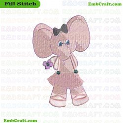 Cartoon Elephant Ellie The Elephant Embroidery Design 4