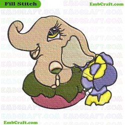 Cartoon Elephant Embroidery Design 15