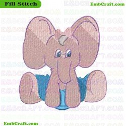 Cartoon Elephant Embroidery Design 1