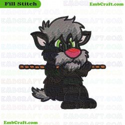 Cartoon Kitten Embroidery Design 13