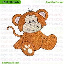 Cartoon Monkey Embroidery Design 2