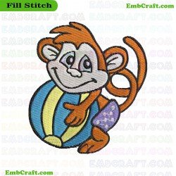 Cartoon Monkey Holding A Ball Embroidery Design 8