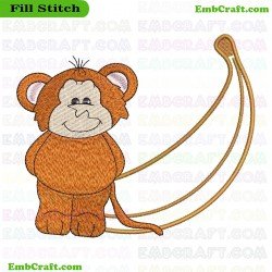 Cartoon Monkey With Banana Embroidery Design 4