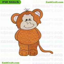 Cartoon Monkey With Banana Embroidery Design 5