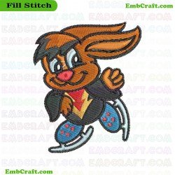 Cartoon Rabbit Dancing Character Embroidery Design 18