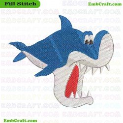 Cartoon Shark Embroidery Design 173