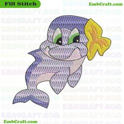 Cartoon Style Dolphin Embroidery Design 9