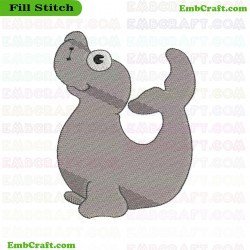 Cartoon Style Seal Embroidery Design 171