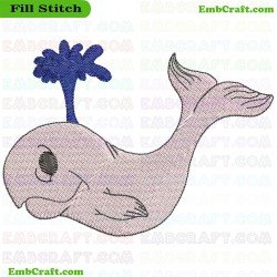 Cartoon Whale Embroidery Design 165