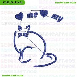 Cat Embroidery Design 7