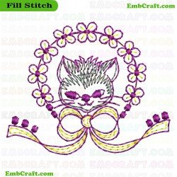 Cat Face Embroidery Design 10