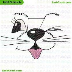 Cat Face Embroidery Design 127