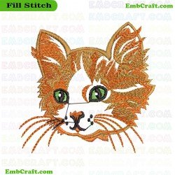 Cat Face Embroidery Design 12