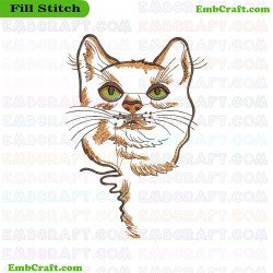 Cat Face Embroidery Design 39