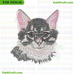 Cat Face Embroidery Design 65