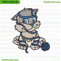 Cat Playing With Yarn Ball Embroidery Design 7