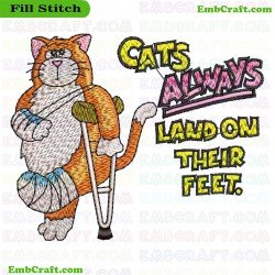 Cat With Casts Embroidery Design 19