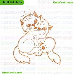 Cats Embracing Embroidery Design 10