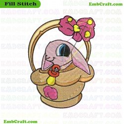 Charming Bunny In A Basket Embroidery Design 5