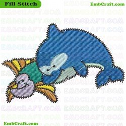 Charming Dolphins Embroidery Design 8