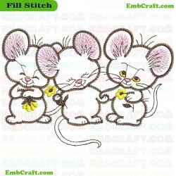 Charming Mice Embroidery Design 3