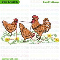 Chicken Embroidery Design 107