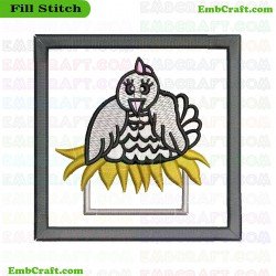 Chicken On Nest Embroidery Design 5