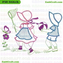 Childrens Playtime With Butterflies Embroidery Design 8