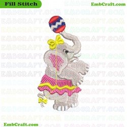 Circus Performing Elephant Embroidery Design 8