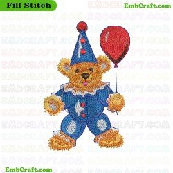 Clown Bear Embroidery Design 757