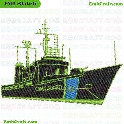 Coast Guard Ship Embroidery Design 15