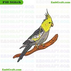 Cockatiel Bird Embroidery Design 4