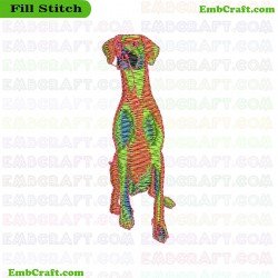Colorful Artistic Representation Of A Dog Embroidery Design 192