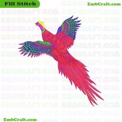 Colorful Bird In Flight Embroidery Design 51