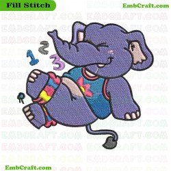 Colorful Cartoon Elephant Embroidery Design 22
