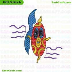 Colorful Cartoon Fish Embroidery Design 76