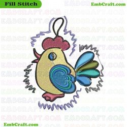Colorful Chicken Keychain Embroidery Design 2