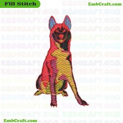 Colorful Dog Embroidery Design 131