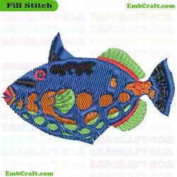 Colorful Fish Embroidery Design 136