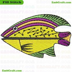 Colorful Fish Embroidery Design 138
