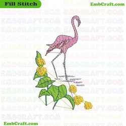 Colorful Flamingo Embroidery Design 1