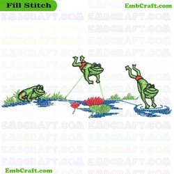 Colorful Frog Embroidery Design 8
